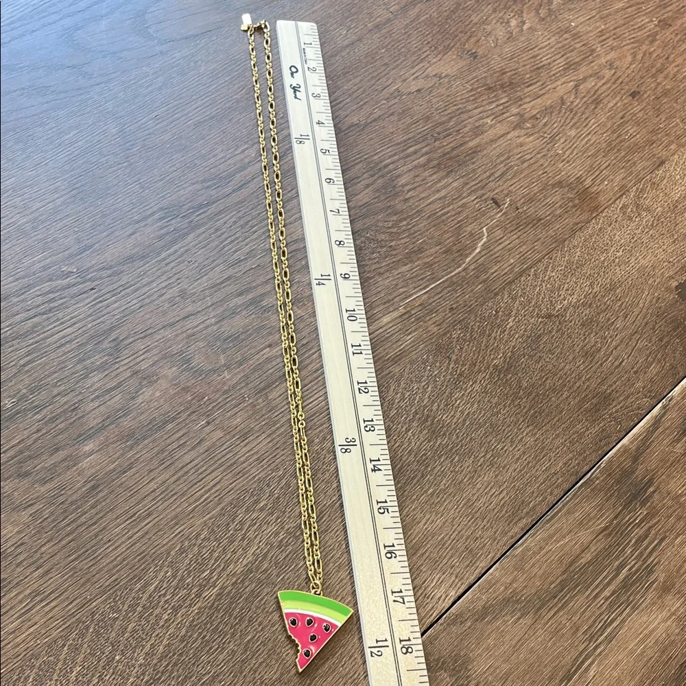 Kate Spade large pink & green watermelon slice Gold Chain Necklace